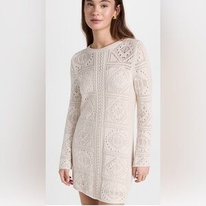 Splendid Long Sleeve Crotchet Mini Dress with Slip